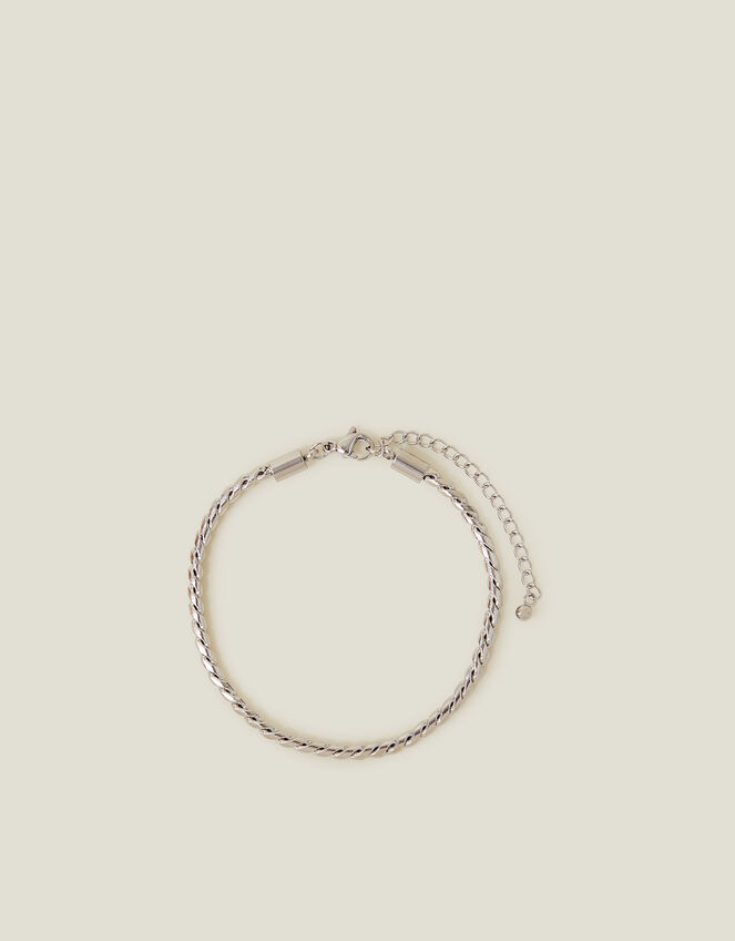 Sterling Silver-Plated Twist Chain Bracelet, , large