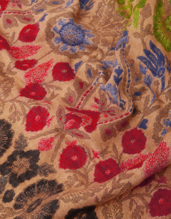Floral Jacquard Blanket Scarf, , large