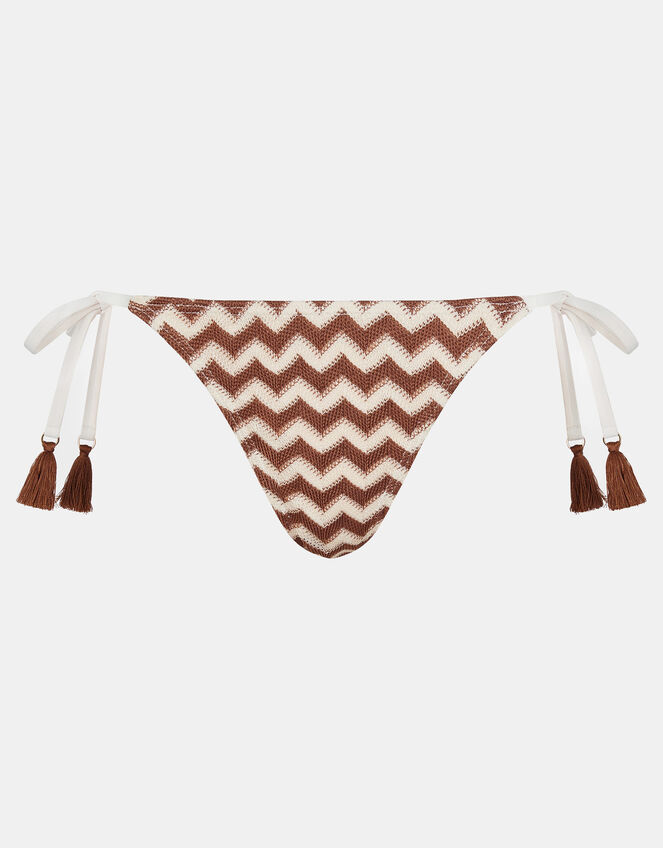 Neutral Crochet Tie Side Bikini Bottoms, Natural (NATURAL), large