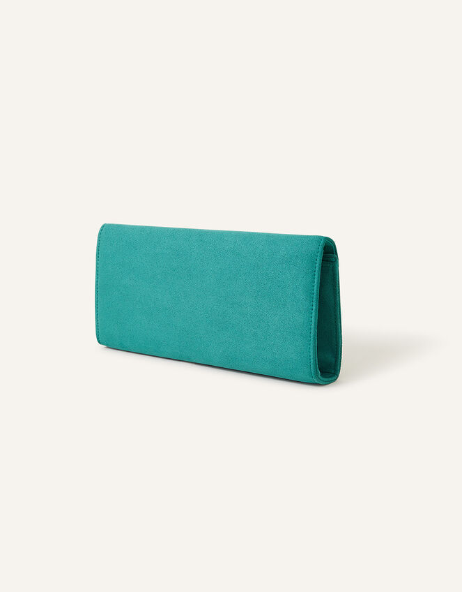 Suedette Envelope Clutch Bag, Green (GREEN), large