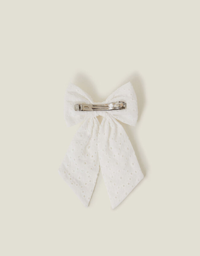 Broderie Bow Barrette Hair Clip, , large
