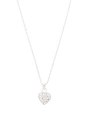 Sterling Silver Crystal Heart Pendant Necklace, , large