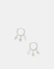 Sterling Silver Beaded Huggie Hoop Earrings, , large