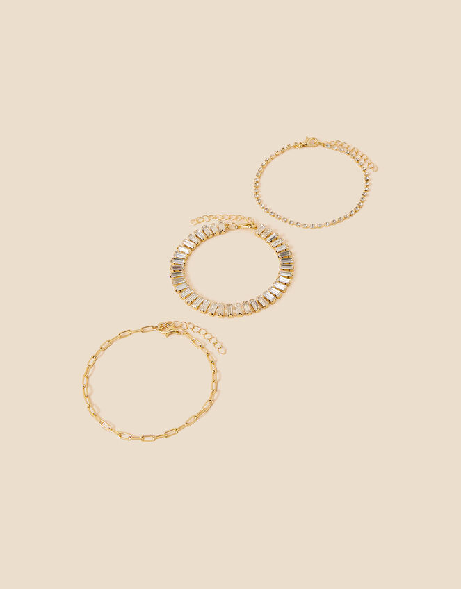 Baguette Cup Chain Bracelet Set of Three Bracelets Accessorize UK