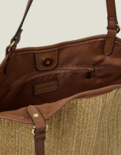 Metallic Raffia Shopper Bag, , large