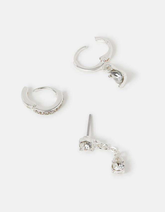 3-Pack Stone Drop Hoop Earrings, , large