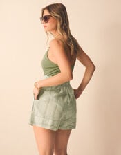 Stripe Cotton Beach Shorts, Green (GREEN), large
