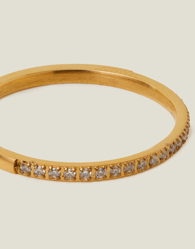 Stainless Steel Sparkle Band Ring, Gold (GOLD), large