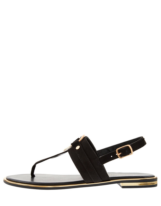 Ring Detail Sandals, Black (BLACK), large
