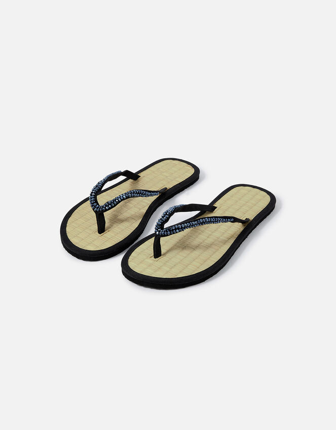 Chain Seagrass Flip Flops, Pewter (PEWTER), large
