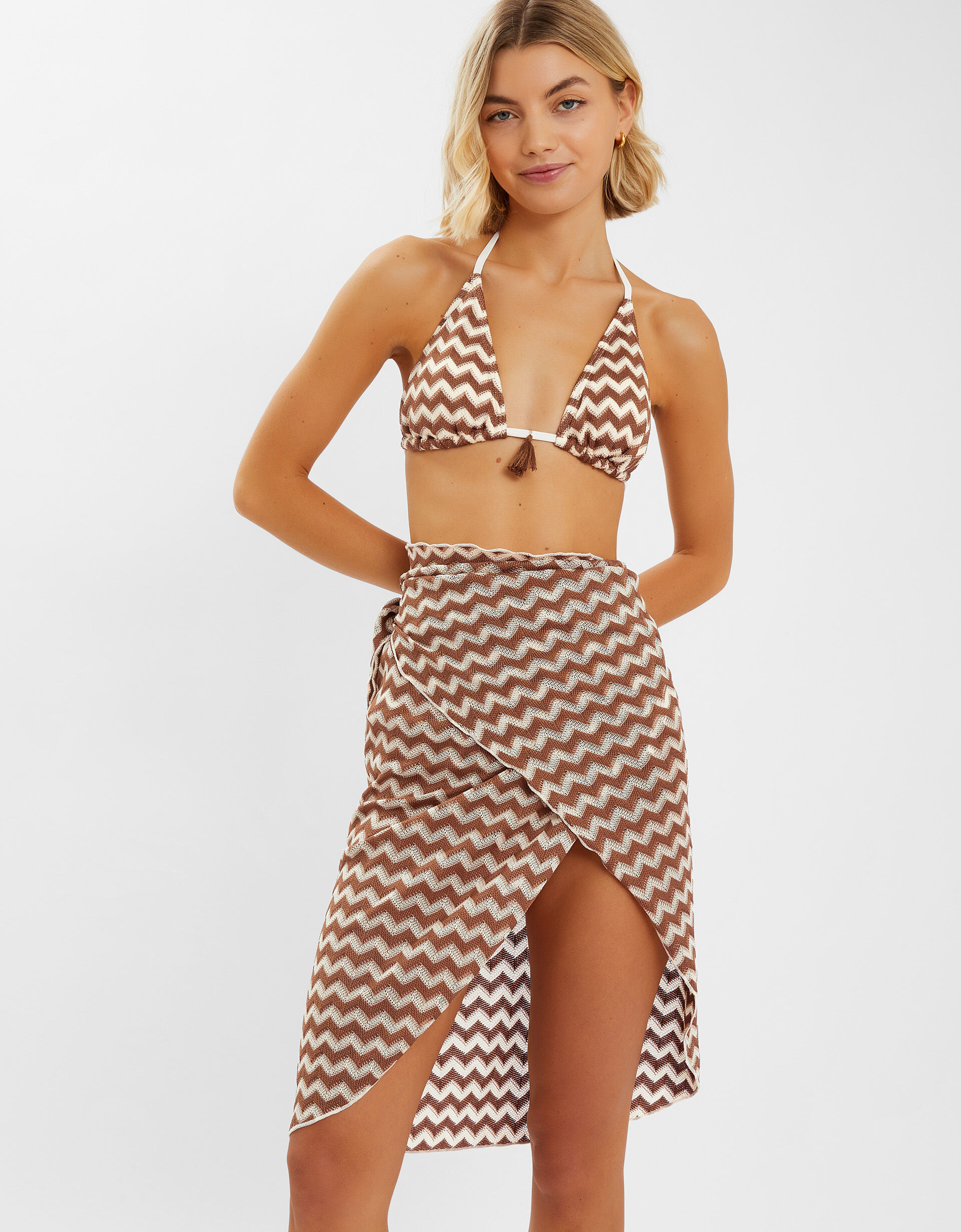Zigzag Knit Sarong Natural | Shop All | Accessorize UK