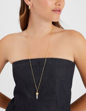 14ct Gold-Plated Long Rose Quartz Pendant Necklace, , large