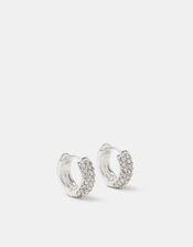 Diamanté Huggie Hoop Earrings, , large