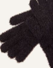 Super-Stretch Fluffy Knit Gloves, Black (BLACK), large