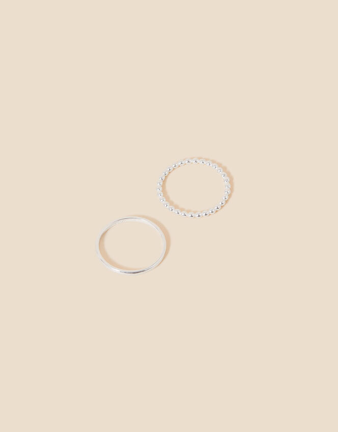 Sterling Silver Ball Rings Set of Two, Silver (ST SILVER), large