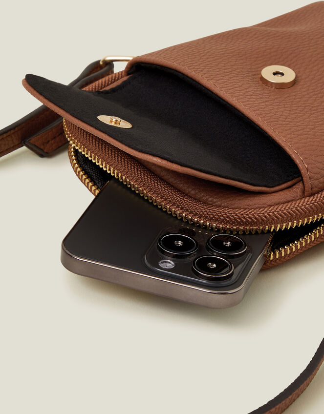 Faux Leather Pocket Phone Bag, Tan (TAN), large