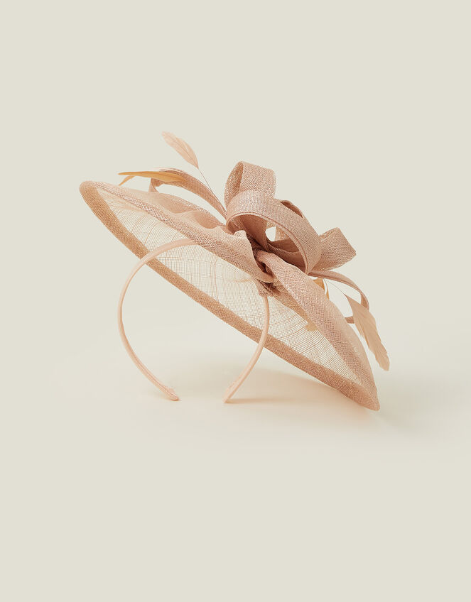Bow Disc Fascinator, Pink (PALE PINK), large