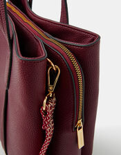 Webbing Strap Faux Leather Shoulder Bag, Red (BURGUNDY), large