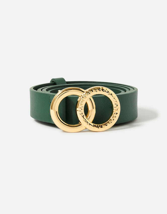 Skinny Double Hoop Belt, Green (GREEN), large