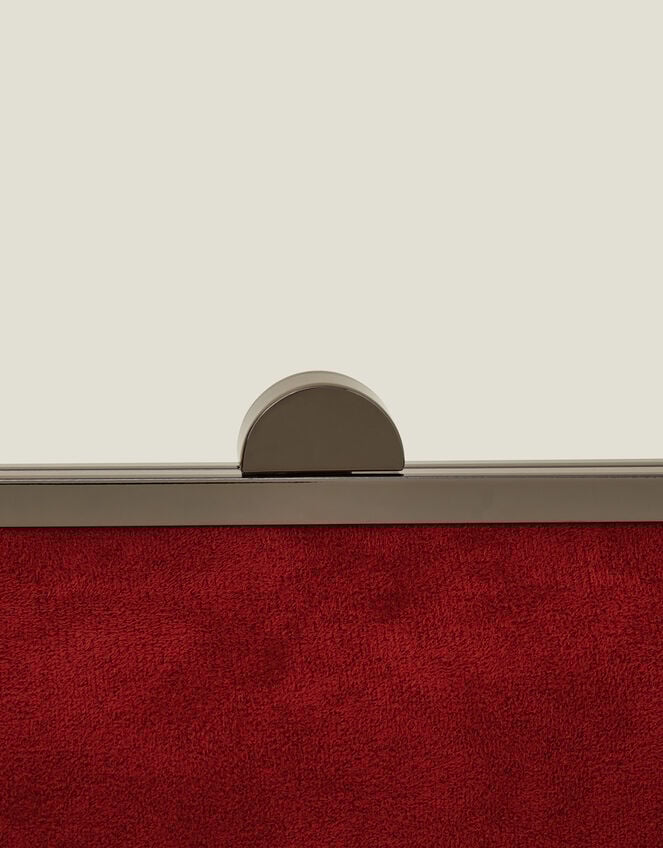 Suedette Clip Frame Clutch Bag, , large