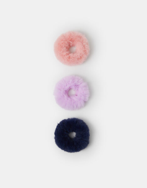 3-Pack Girls Fluffy Hair Scrunchies, , large