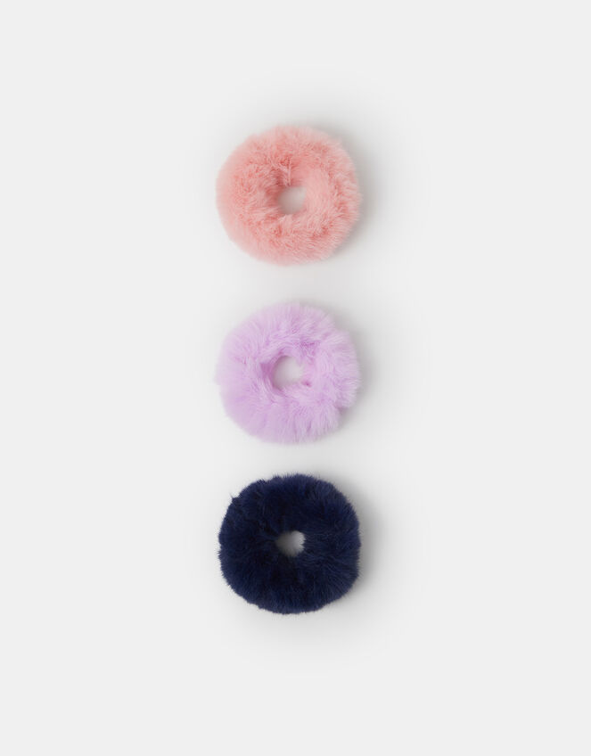 3-Pack Girls Fluffy Hair Scrunchies, , large