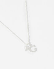 Sterling Silver Heart Initial Necklace - G, , large