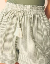 Stripe Cotton Beach Shorts, Green (GREEN), large