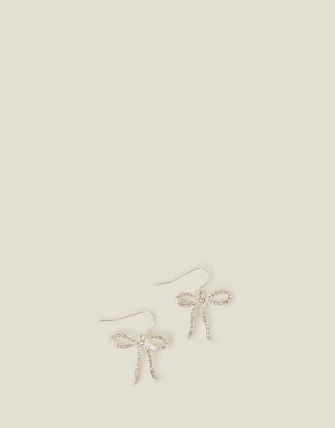 Small Sparkle Bow Drop Earrings, , large