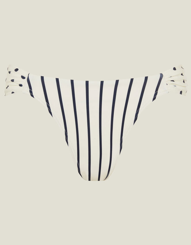 Polka Dot and Stripe Bikini Bottoms, Ivory (IVORY), large