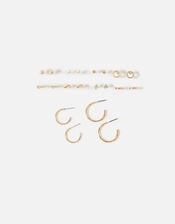 Mixed Stud and Hoop Earring 10 Pack, Gold (GOLD), large