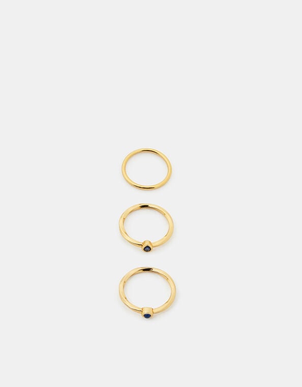 3-Pack 14ct Gold-Plated Stacking Stone Rings, Gold (GOLD), large