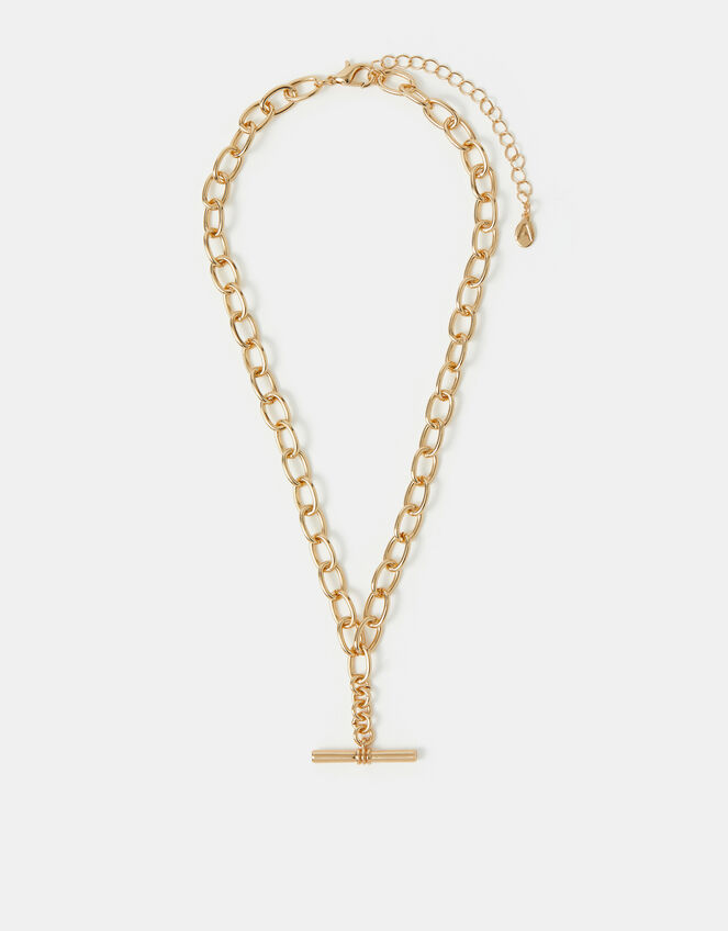 T-Bar Link Chain Necklace, Gold (GOLD), large