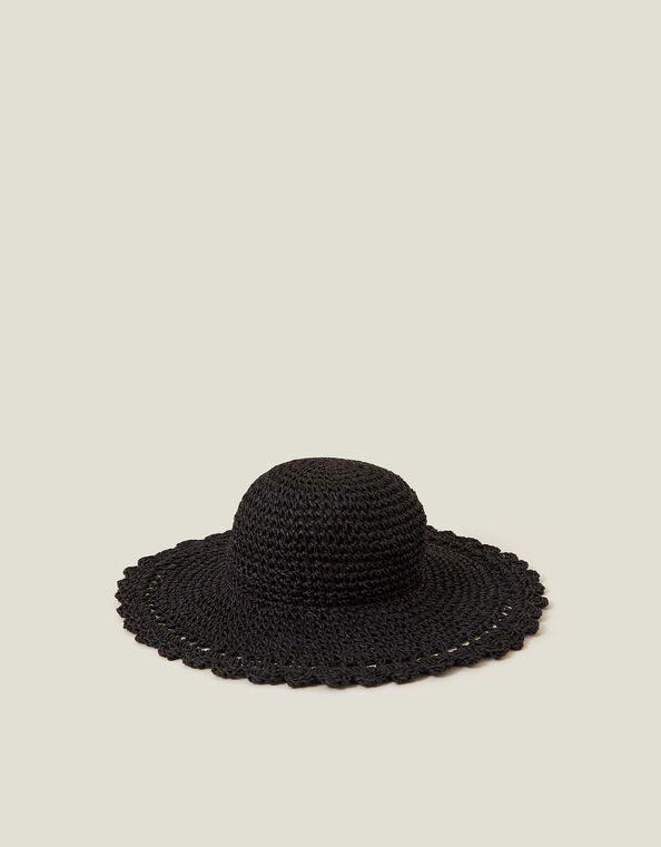 Scallop Floppy Straw Sun Hat, , large