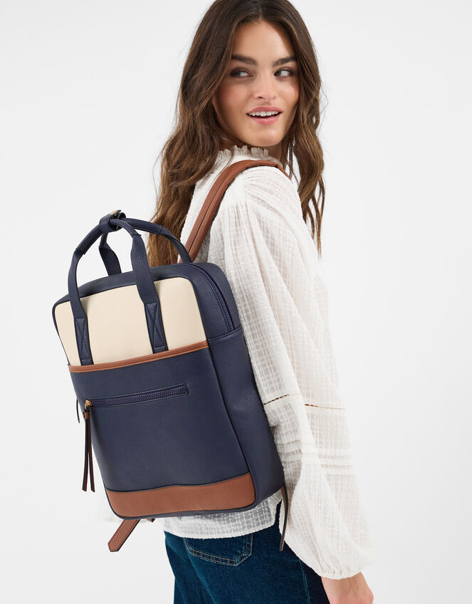 Faux Leather Backpack, Multi (DARKS MULTI), large