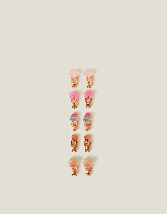 5-Pack Girls Ice Cream Clip-On Earrings, , large