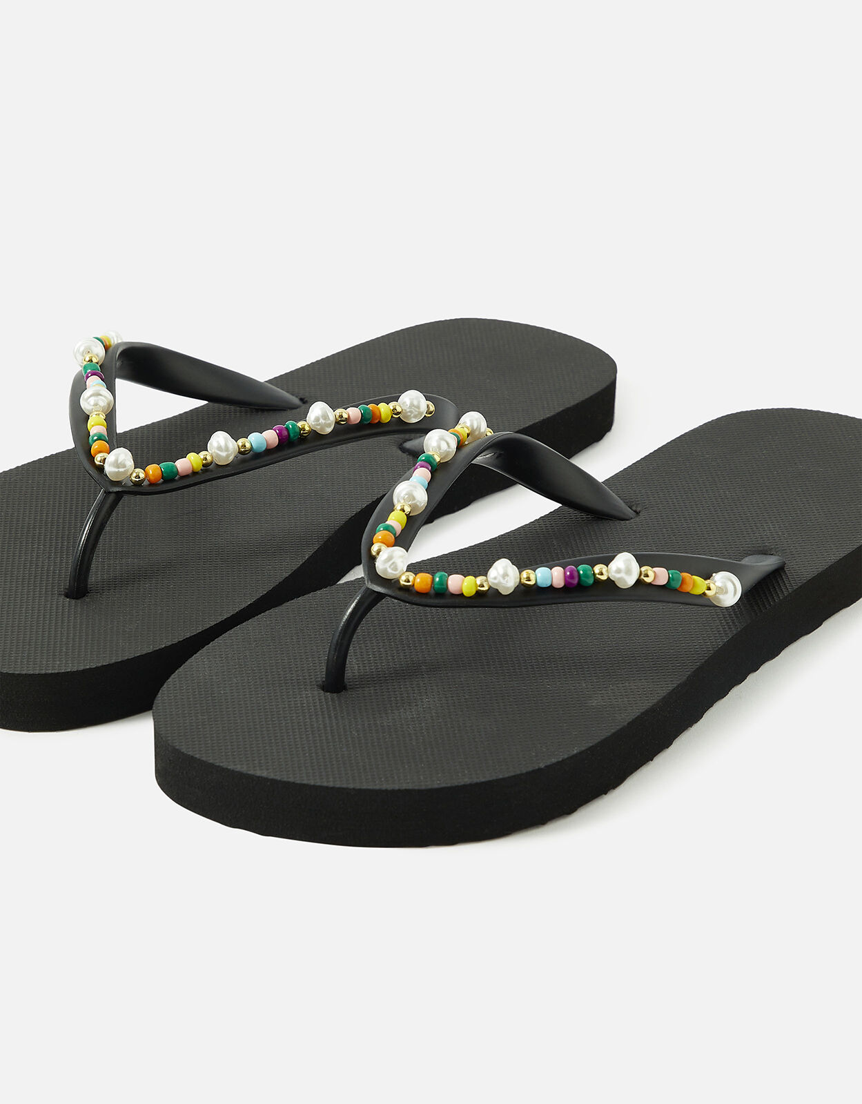 Black beaded flip discount flops
