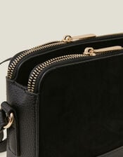Suedette Classic Crossbody Bag, Black (BLACK), large
