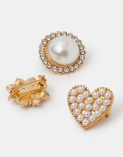3-Pack Vintage Pearl Brooch Set, , large