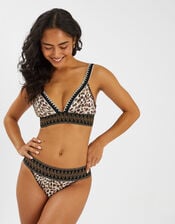 Leopard Print Band Bikini Bottoms, Brown (BROWN), large