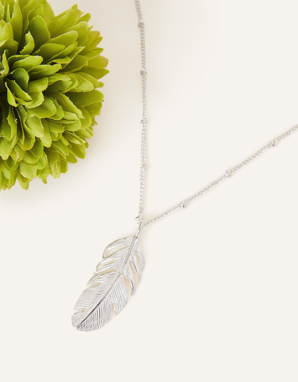 Sterling Silver Plated Long Leaf Necklace Sterling silver
