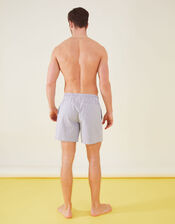 Mens Seersucker Stripe Swimming Shorts, Grey (GREY), large