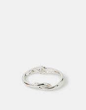 Twist Knot Hinge Bangle Silver, , large