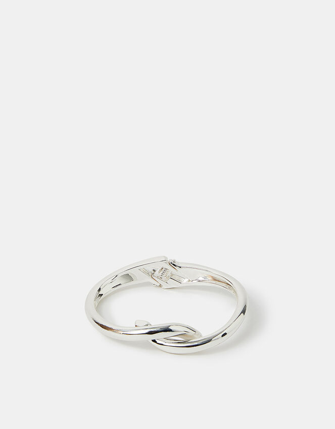 Twist Knot Hinge Bangle Silver, , large