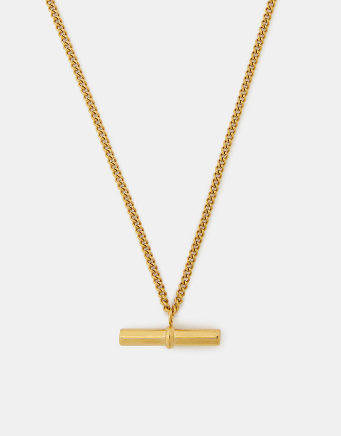 Stainless Steel T-Bar Pendant Necklace, , large