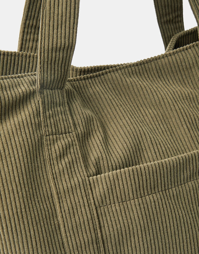 Corduroy Shopper Bag, Green (KHAKI), large