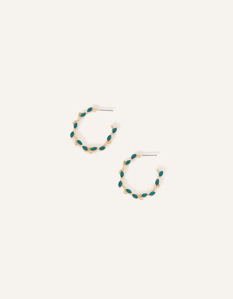 Delicate Leaf Hoop Earrings, , large
