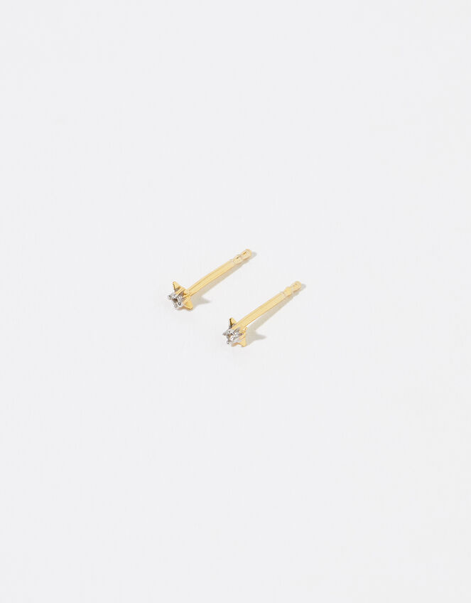 Gold Vermeil White Topaz Star Stud Earrings, , large