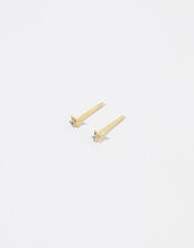 Gold Vermeil White Topaz Star Stud Earrings, , large