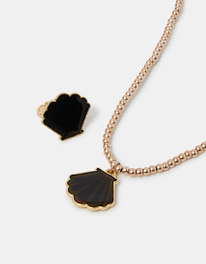 Shell Mood Ring and Necklace Set, , large